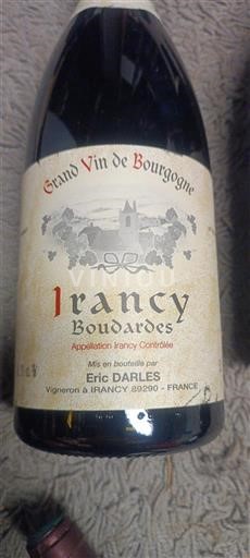 Vin Rouge sec Boudardes Eric Darles 2018 France Bourgogne Irancy AOC