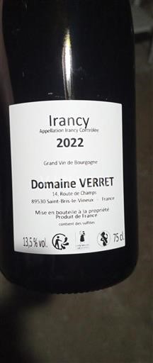 Bourgogne Irancy Domaine Verret 2022