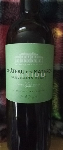 Bordeaux Blaye-Côtes-de-Bordeaux Château Des Matards Sauvignon Blanc 2023