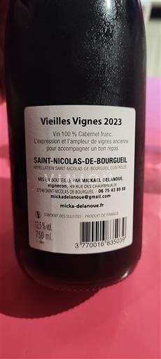 Valle della Loira Saint-Nicolas-De-Bourgueil Mickael Delanoue Vieilles Vignes 2023