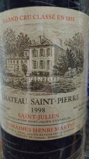 Bordeaux Saint-Julien Grand Cru Château Saint Pierre 1998