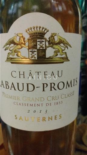 Bordeaux Sauternes Premier Cru Château Rabaud-Promis 2013