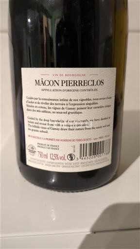 Bourgogne Mâcon et mâcon-villages Vignerons des Terres Secrètes Mâcon Pierreclos 2020