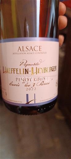 Alsace Vignoble Haeffelin-Heyberger les 3 Pierres 2022