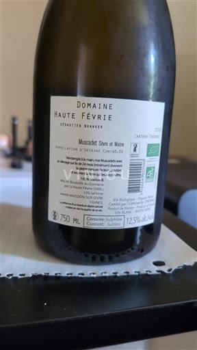 Valle del Loira Muscadet-sèvre-et-maine Domaine Haute Févrie Château-Thébaud 2019