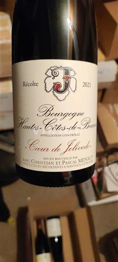 Bourgogne Hautes Côtes de beaune Grand Cru Domaine Christian et Pascal Menaut Cœur de Jolivode 2021