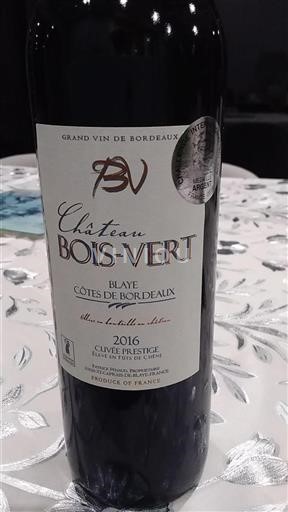 Bordeaux Blaye-côtes-de-bordeaux Château Bois-Vert Prestige 2016
