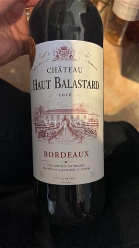 Bordeaux Château Haut Balastard 2016