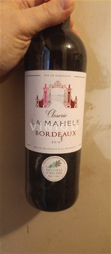 Bordeaux Closerie La Mahele 2016