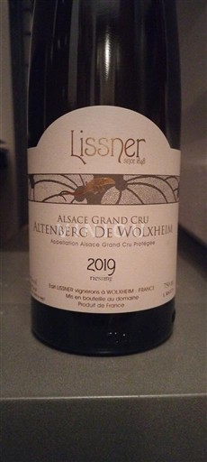 Alsace Riesling Grand Cru Lissner Altenberg de Wolxheim 2019