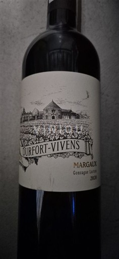 Bordeaux Margaux Grand Cru Durfort-Vivens Gonzague Lurton 2020