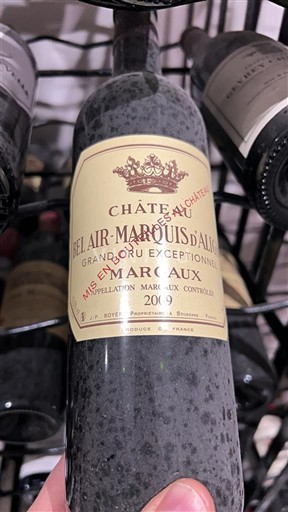 Bordeaux Margaux Château Bel Air Marquis Aligre Grand Cru Exceptionnel 2009