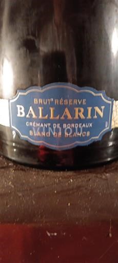 Bordeaux Bordeauxin crémant Ballarin Brut Réserve Blanc de Blanc Ei vuosikertaa