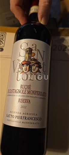 Piedmont Wines Ruché di Castagnole Monferrato Azienda Agricola Gatto Pierfrancesco San Vittore Riserva 2022