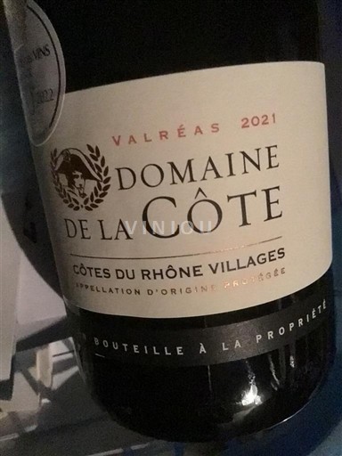 Rhônen laakso Côtes-du-rhône-villages Domaine La Côte Valréas 2021