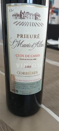 Languedoc Corbières Prieuré Sainte Marie Albas Clos de Cassis 2008