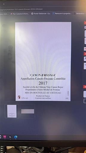 Bordeaux Canon-Fronsac Château Vray Canon Boyer 2018