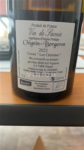 Savoie and Bugey Chignin-Bergeron Gilles Berlioz Les Christine 2022