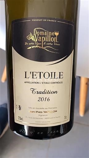 Jura L'Étoile Domaine Jean-Yves VAPILLON Tradition 2016