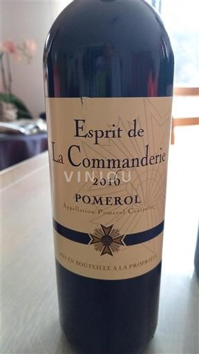 Bordeaux Pomerol 2 étoiles guide hachette 2020 Esprit de la Commanderie 2016