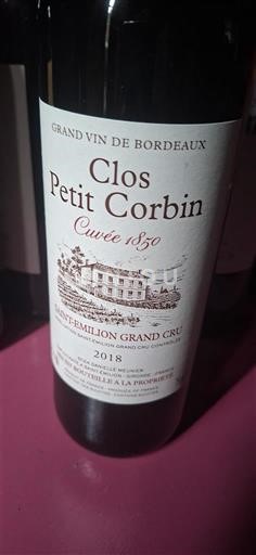 Bordeaux Saint-Émilion Grand Cru Grand Cru Clos Petit Corbin 1850 2018