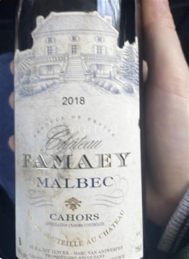 Sud-Ouest Cahors Château Famaey Malbec 2018