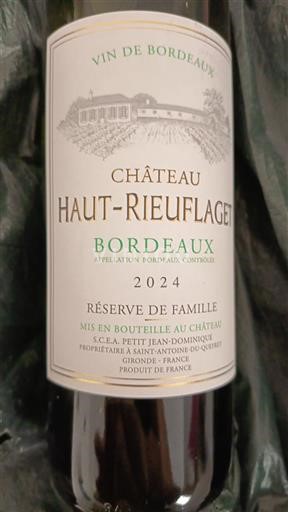 Bordéus Château Haut-Rieuflaget Réserve de Famille 2024