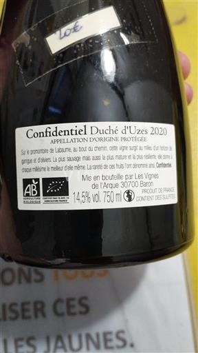 Rhône Valley Duché d'Uzès Les Vignes de l'Arque Confidentiel 2020