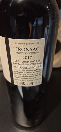 Bordeaux Fronsac Christian Ravat & Fils 2017