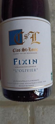 Burgundy Fixin Clos St-Louis L'Olivier 2022