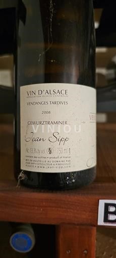 Alsace Vendanges Tardives Domaine Jean Sipp Gewurztraminer 2008