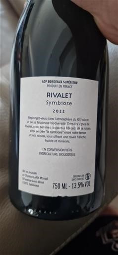 Bordéus Bordeaux Superior Rivalet Symbiose 2022