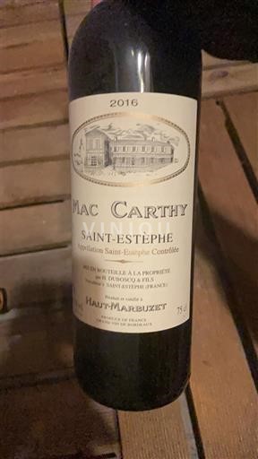 Bordeaux Saint-Estèphe Mac Carthy 2016