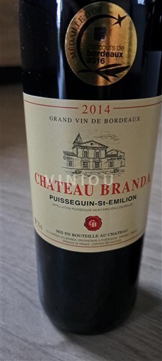 Bordéus Puisseguin-saint-émilion AOP / AOC Château Branda 2014