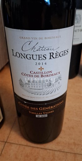 Bordeaux Castillon-côtes-de-bordeaux Château Longues Règes des Générations Vieilles Vignes 2014