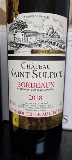 Bordeaux Château Saint Sulpice 2018