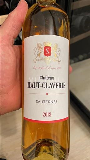Bordeaux Sauternes Château Haut Claverie 2018