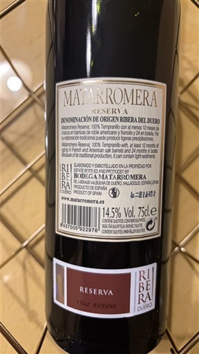 Castille và León Ribera del Duero Matarromera Reserva 2019