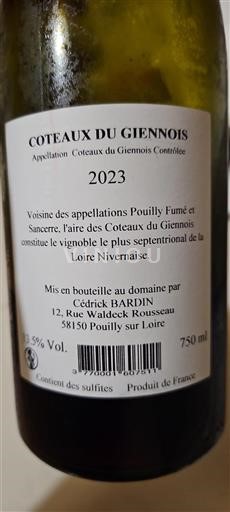 Thung lũng sông Loire Coteaux-du-giennois Domaine Cédrick Bardin 2023