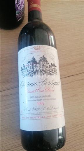 Bordeaux Saint-Émilion Grand Cru Grand Cru Classé Château Berliquet 1992