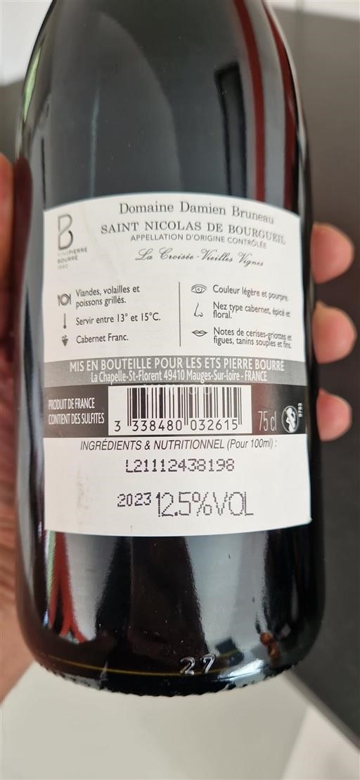 Loire-dalen Saint-Nicolas-De-Bourgueil Damien Bruneau La Croixse-Vieilles Vignes 2023