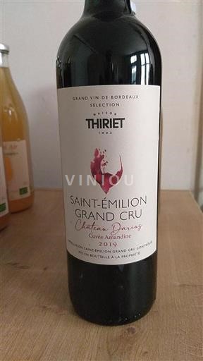 Bordeaux Saint-Émilion Grand Cru Grand Cru Château Darius Amandine 2019