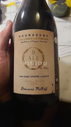 Bourgogne Bourgogne Coulanges-la-Vineuse Domaine Maltoff Nue de Chloé 2019