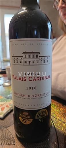 Bordeaux Saint-Émilion Grand Cru Grand Cru Château Palais Cardinal 2018