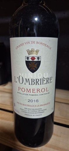Bordeaux Pomerol L'Ombrière 2016
