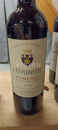 Bordeaux Pomerol L'Ombrière 2016