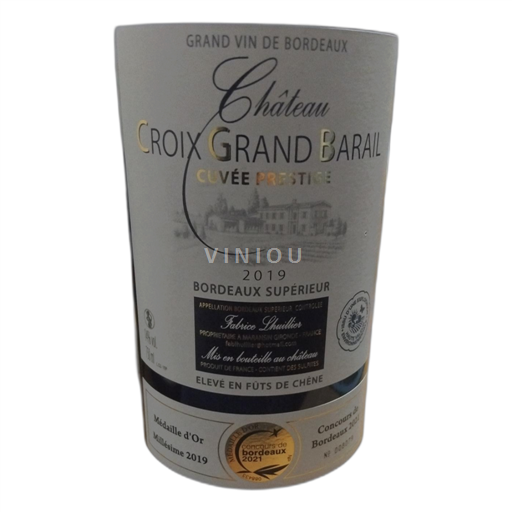 Vin Rouge sec Cuvée Prestige Château Croix Grand Barail 2019 France Bordeaux Bordeaux supérieur AOC