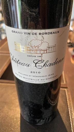Bordeaux Niet gespecificeerd Château Chadenne 2010