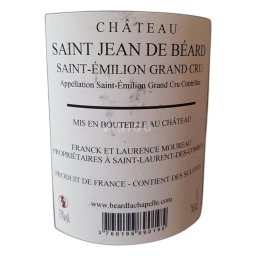 Bordeaux Saint-Émilion Grand Cru Château Saint Jean de Beard Franck et Laurence MOUREAU 2021