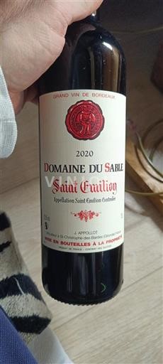 Bordeaux Saint-Émilion Domaine Sable 2020